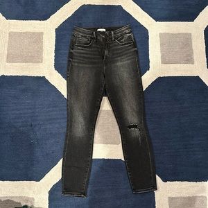 Good American Good Waist Crop Stretch Black Jeans, size 4/27